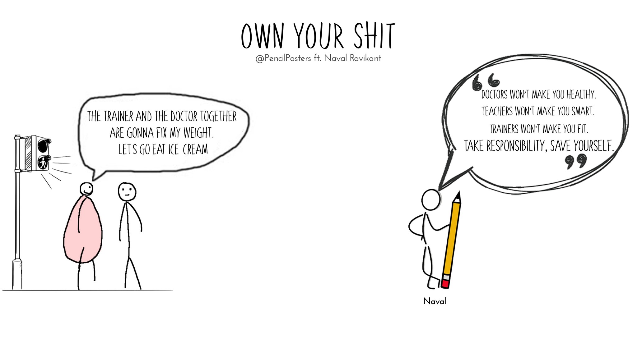 Own Your Shit Pencil Poster inspired by Naval Ravikant